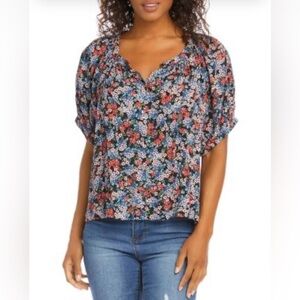 KAREN KANE 🌺 Floral Black Top for Women